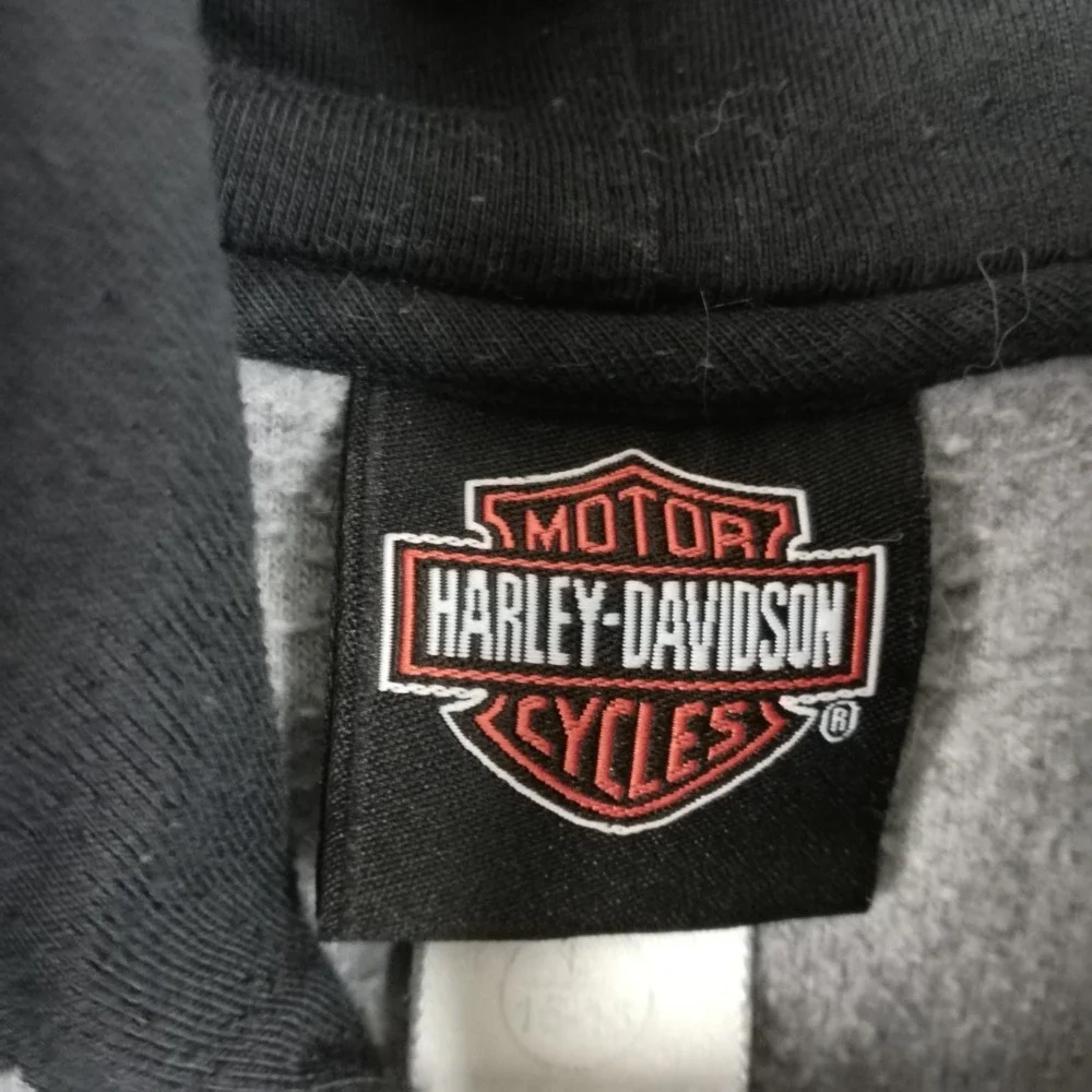 Harley Davidson Youth Sweatshirt Fleece Pullover Gray Orange Embroidered L 16-18